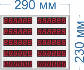 Табло валют на 5 строки № 1. Размер 290х230х40/60 мм.